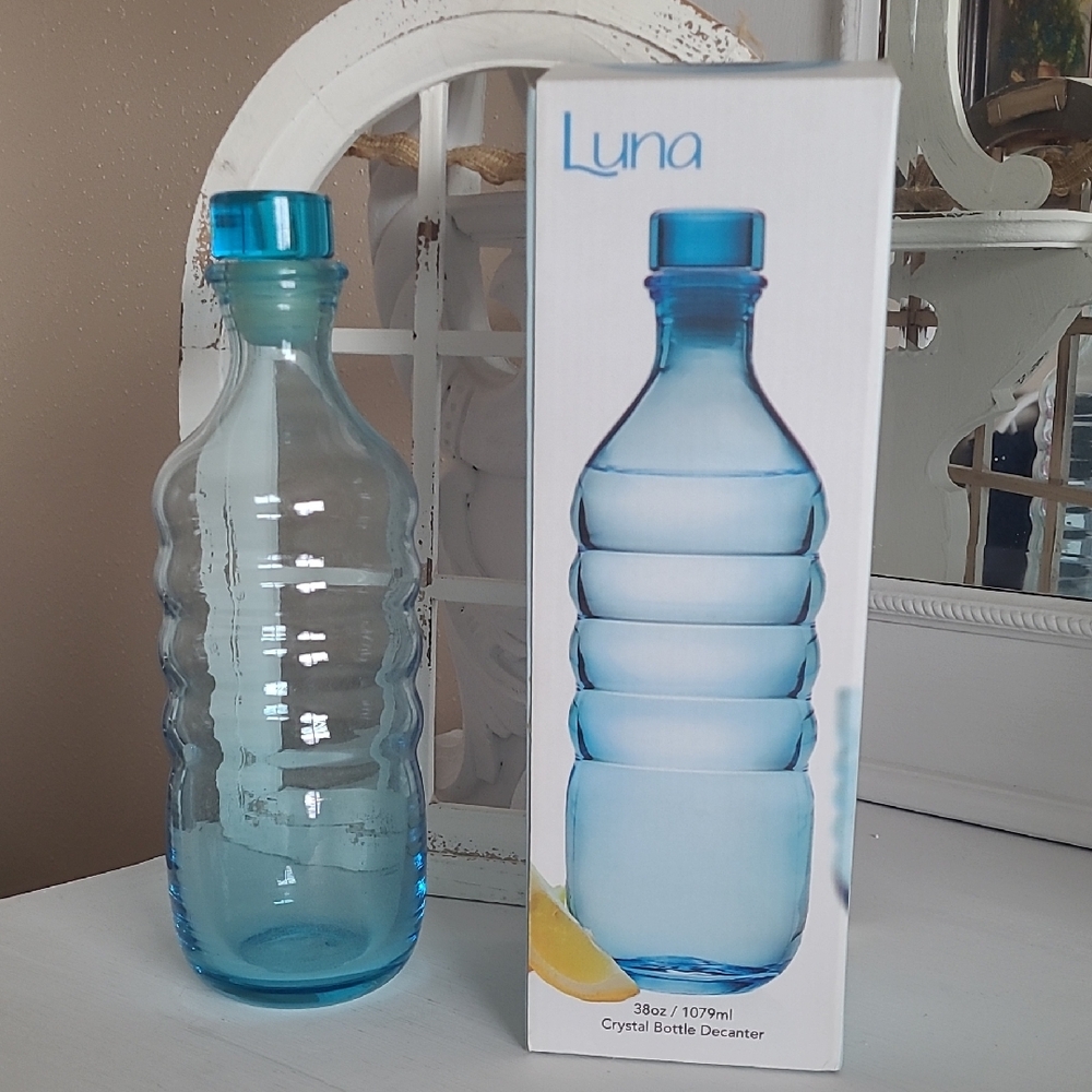 LUNA Blue Crystal Bottle Decanter